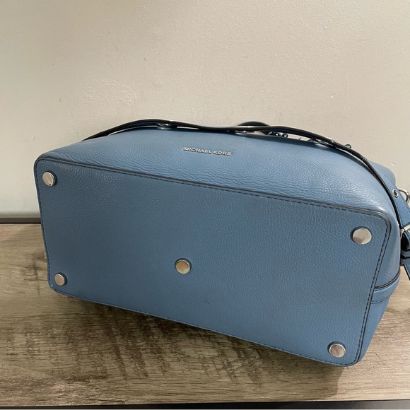 MICHAEL KORS Blue Leather BROOKLYN Large GRAB BAG Designer SATCHEL Bag PURSE - Picture 4 of 8